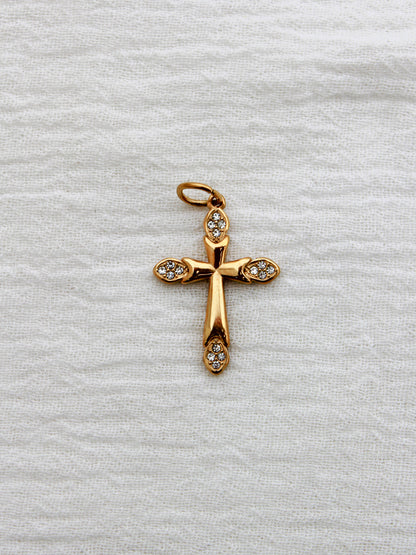Cross PVD Charm, White Zircon, CH328