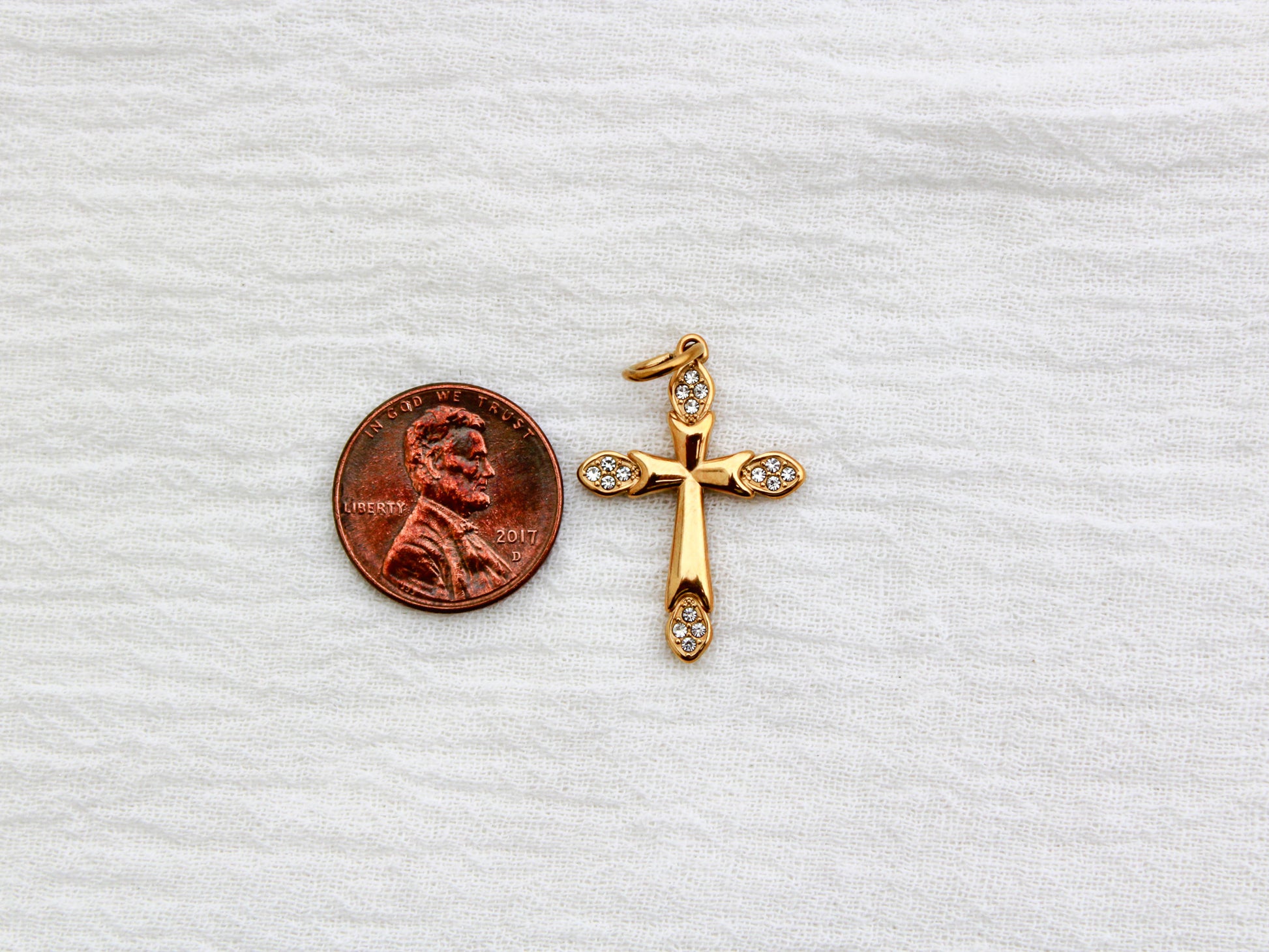 Cross PVD Charm, White Zircon, CH328