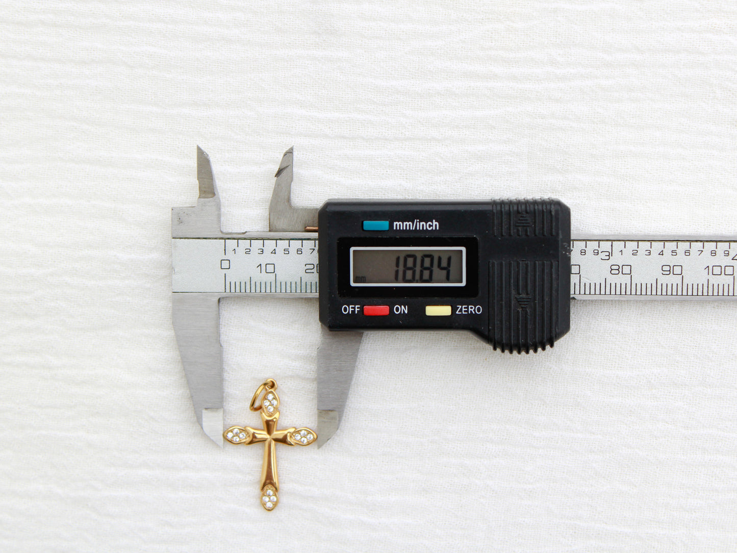 Cross PVD Charm, White Zircon, CH328