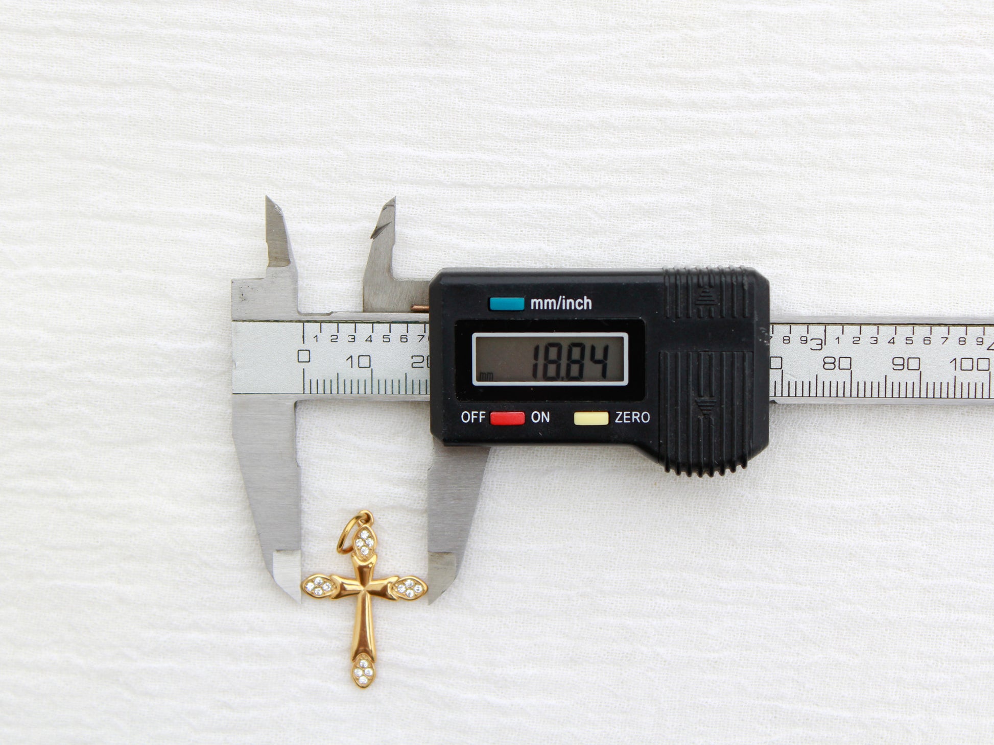 Cross PVD Charm, White Zircon, CH328