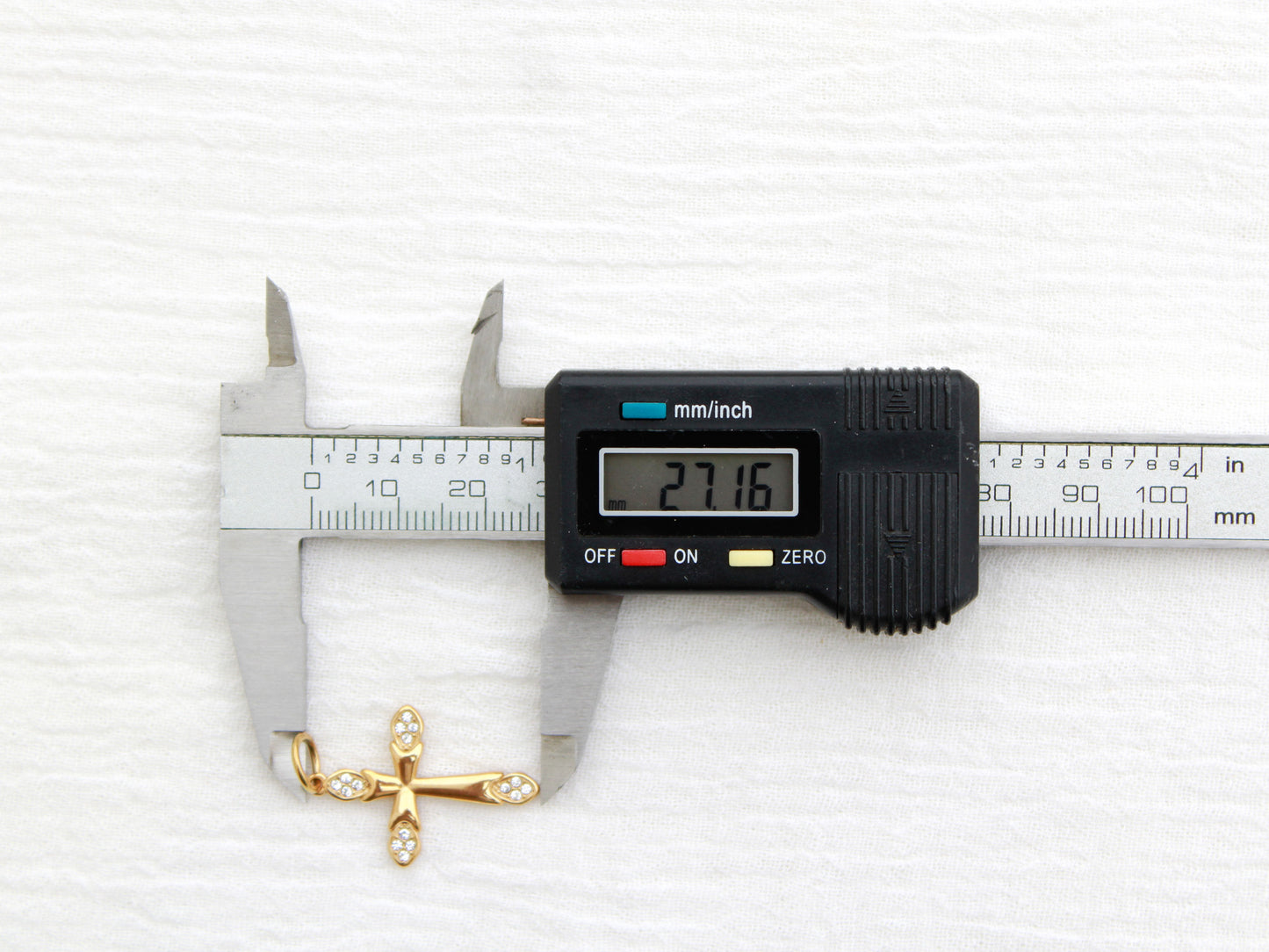 Cross PVD Charm, White Zircon, CH328