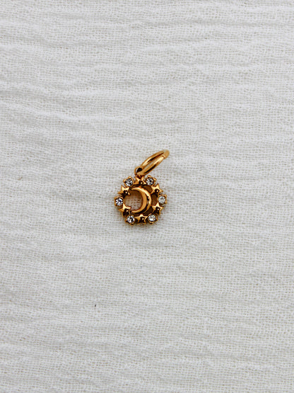 Moon & Stars PVD Charm, White Zircon, CH330