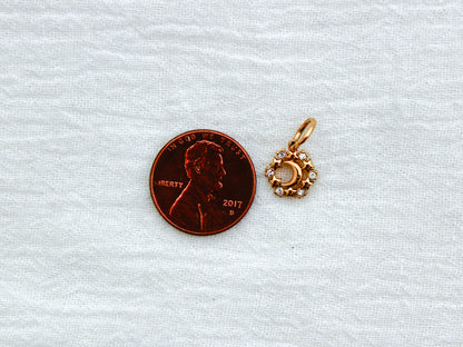 Moon & Stars PVD Charm, White Zircon, CH330