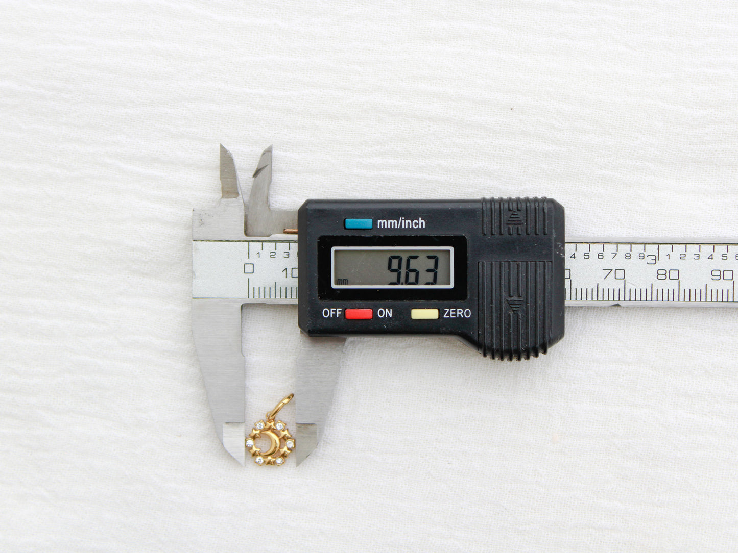 Moon & Stars PVD Charm, White Zircon, CH330