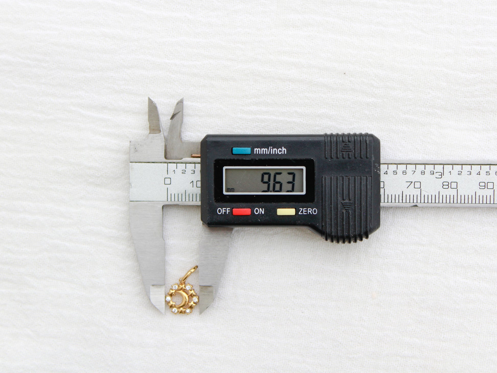 Moon & Stars PVD Charm, White Zircon, CH330