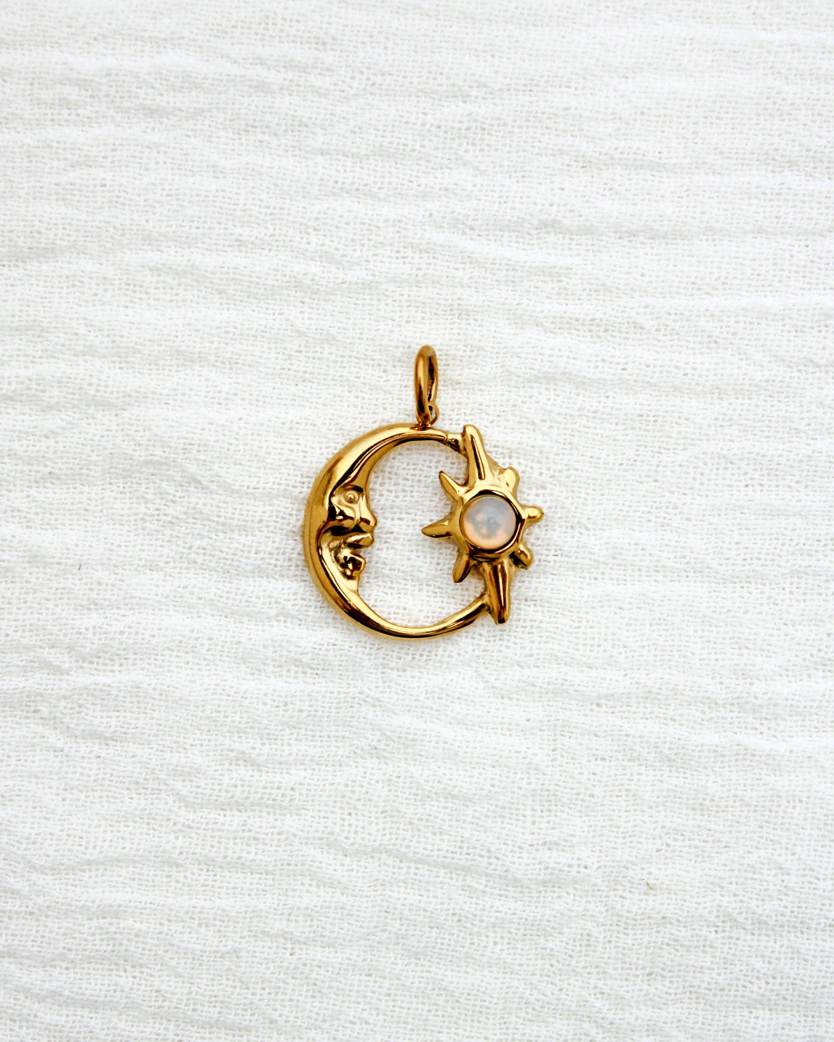 Moon & Star PVD Charm, Opal, CH332