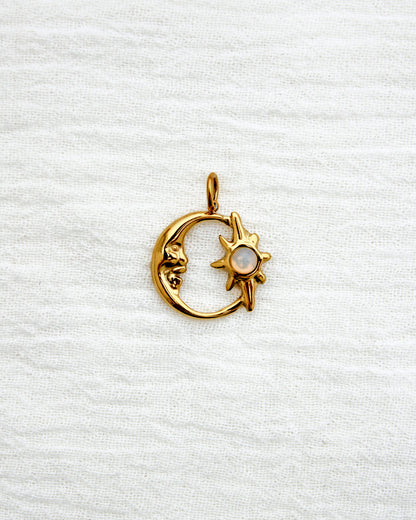 Moon & Star PVD Charm, Opal, CH332