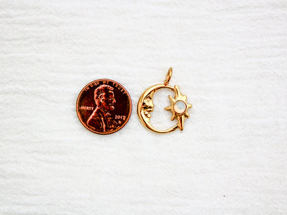 Moon & Star PVD Charm, Opal, CH332