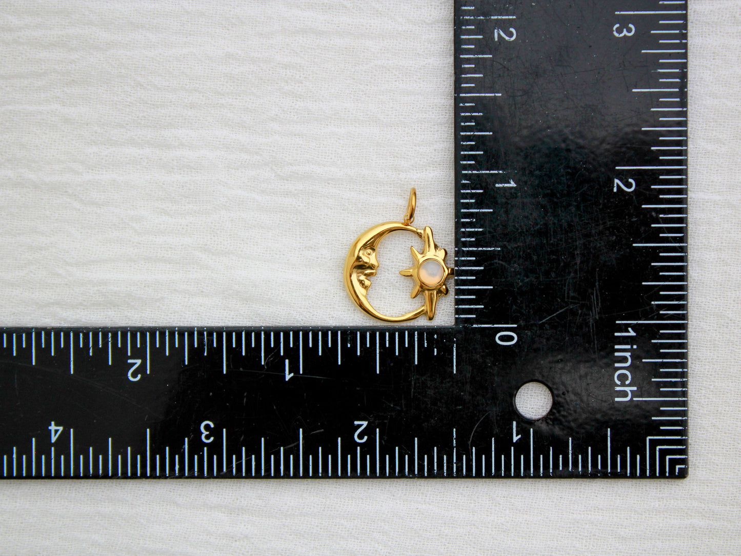 Moon & Star PVD Charm, Opal, CH332