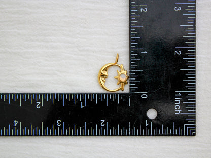 Moon & Star PVD Charm, Opal, CH332