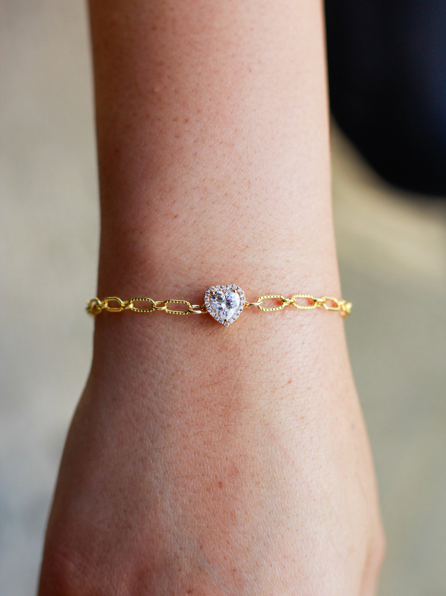 White CZ Heart Halo Connector, CN177