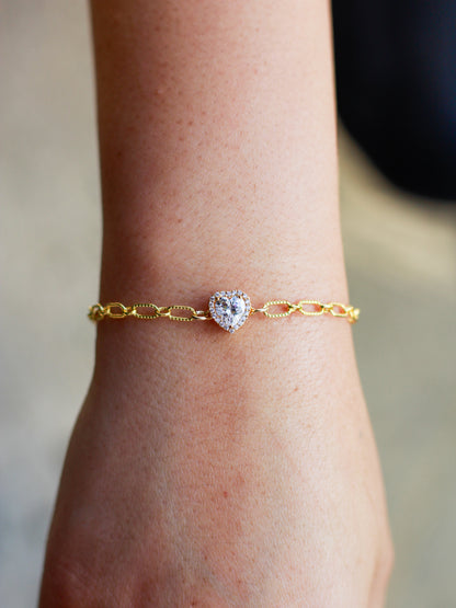 White CZ Heart Halo Connector, CN177