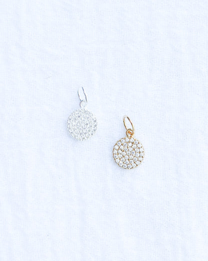 All White CZ Pave Disc Charm,  CH111
