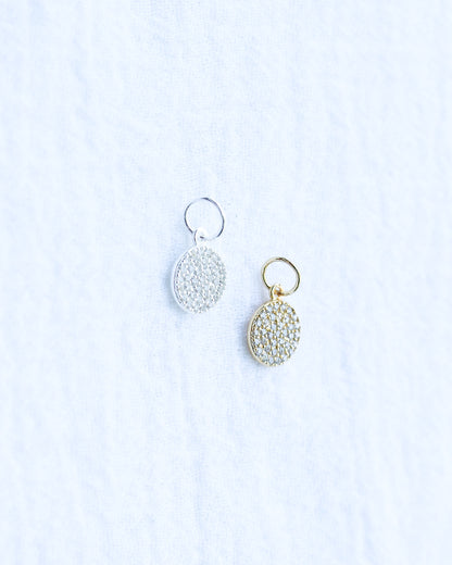 All White CZ Pave Disc Charm,  CH111