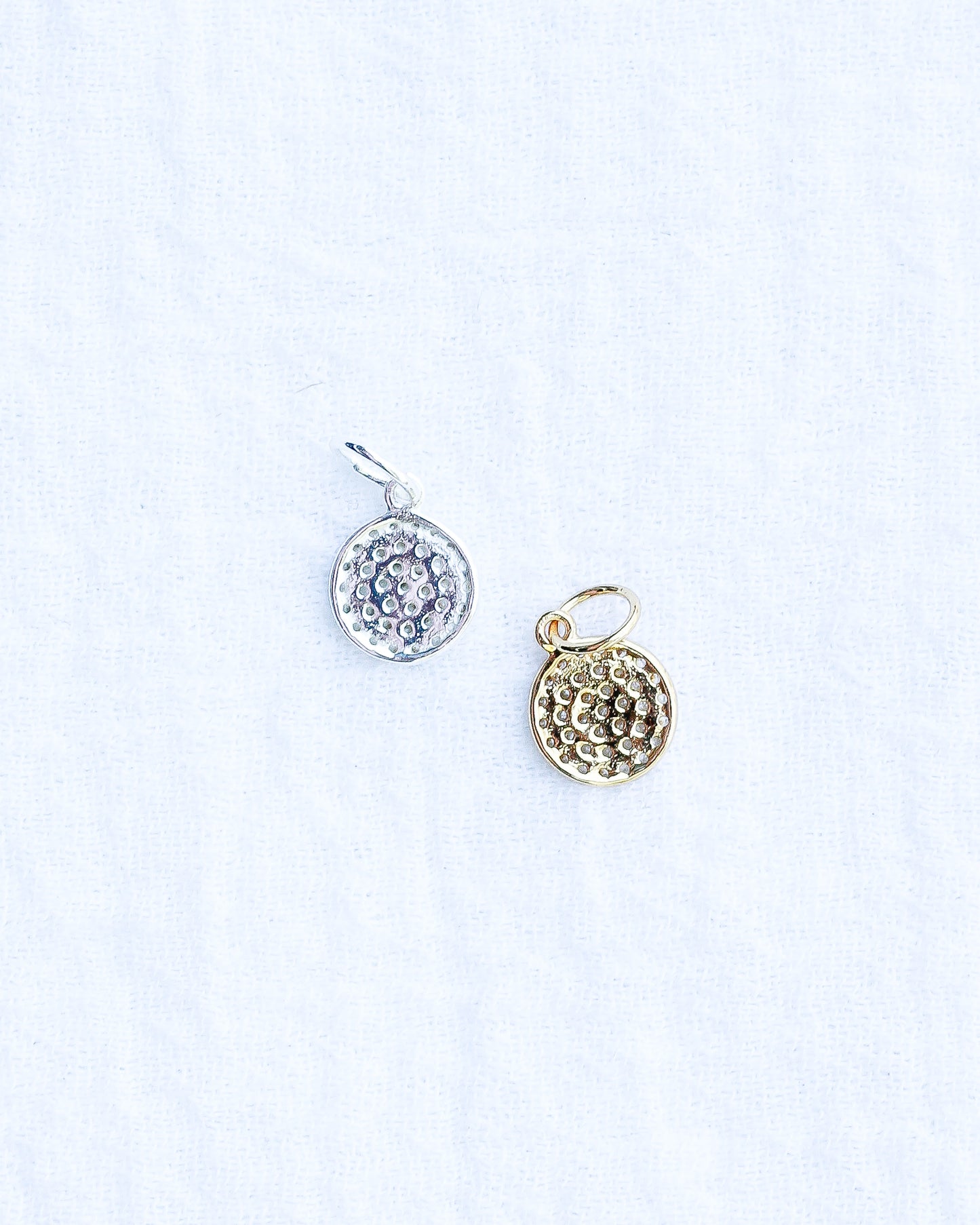 All White CZ Pave Disc Charm,  CH111