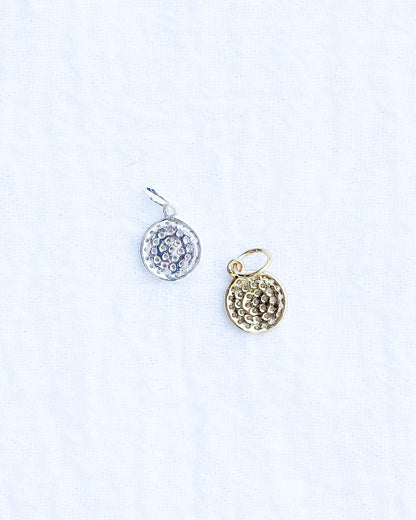 All White CZ Pave Disc Charm,  CH111