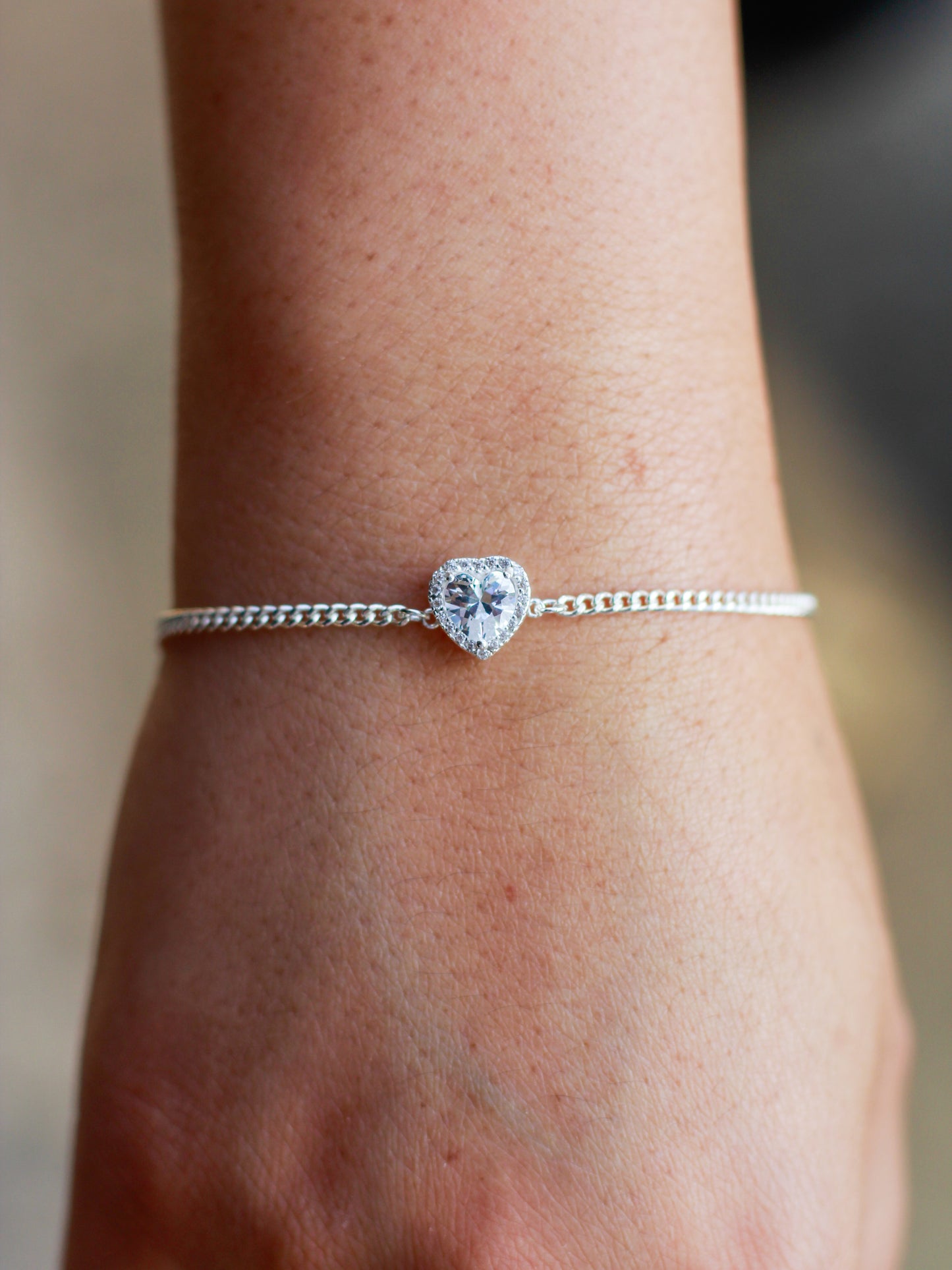 White CZ Heart Halo Connector, CN177