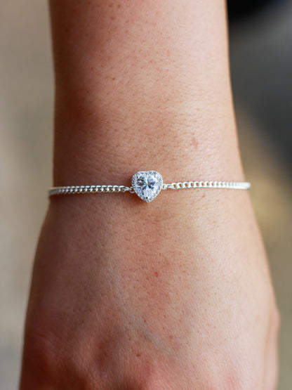 White CZ Heart Halo Connector, CN177