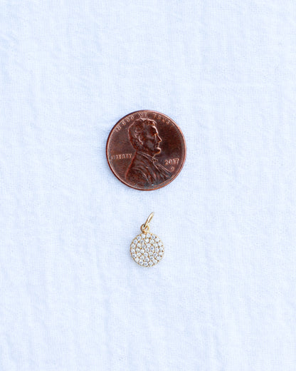 All White CZ Pave Disc Charm,  CH111
