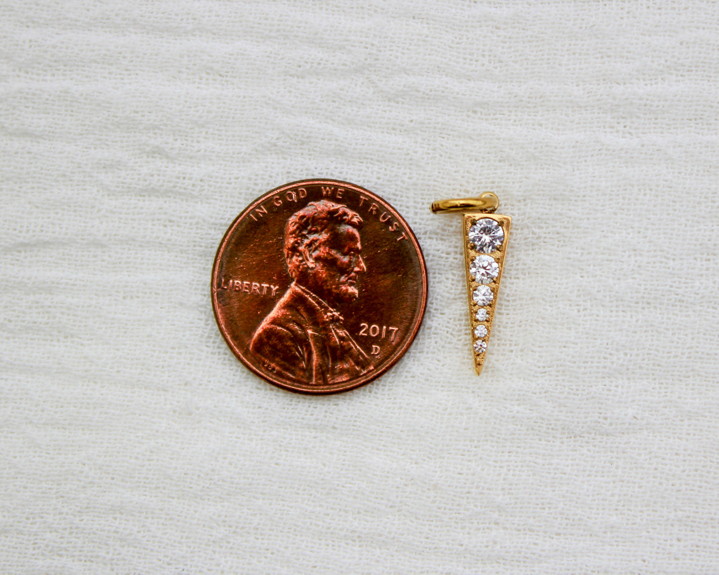 Cubic Zirconia Triangle PVD Charm, CH348