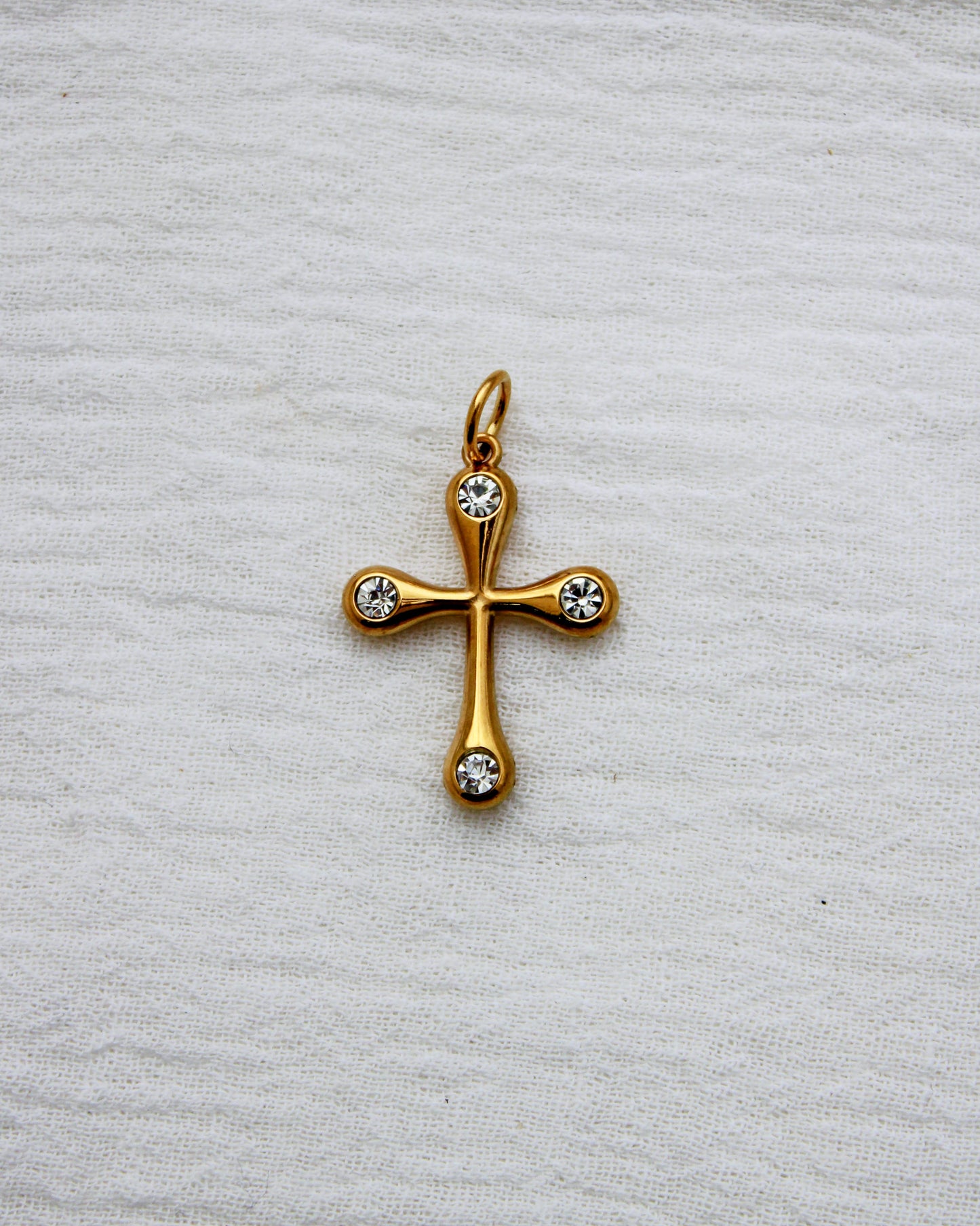 Cross PVD Charm with Round Cubic Zirconia, CH354