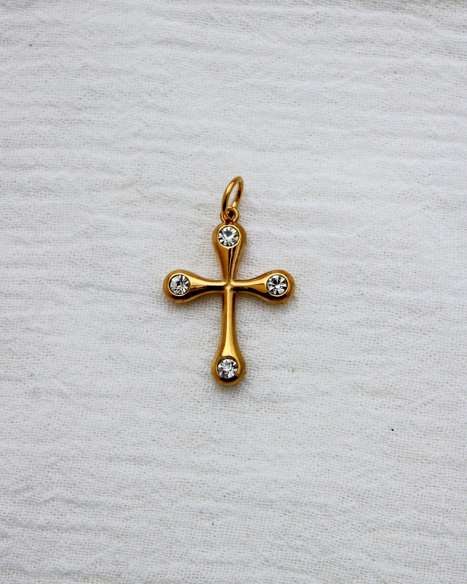 Cross PVD Charm with Round Cubic Zirconia, CH354