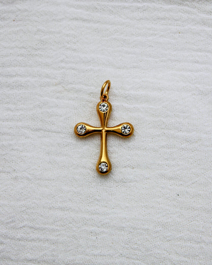Cross PVD Charm with Round Cubic Zirconia, CH354