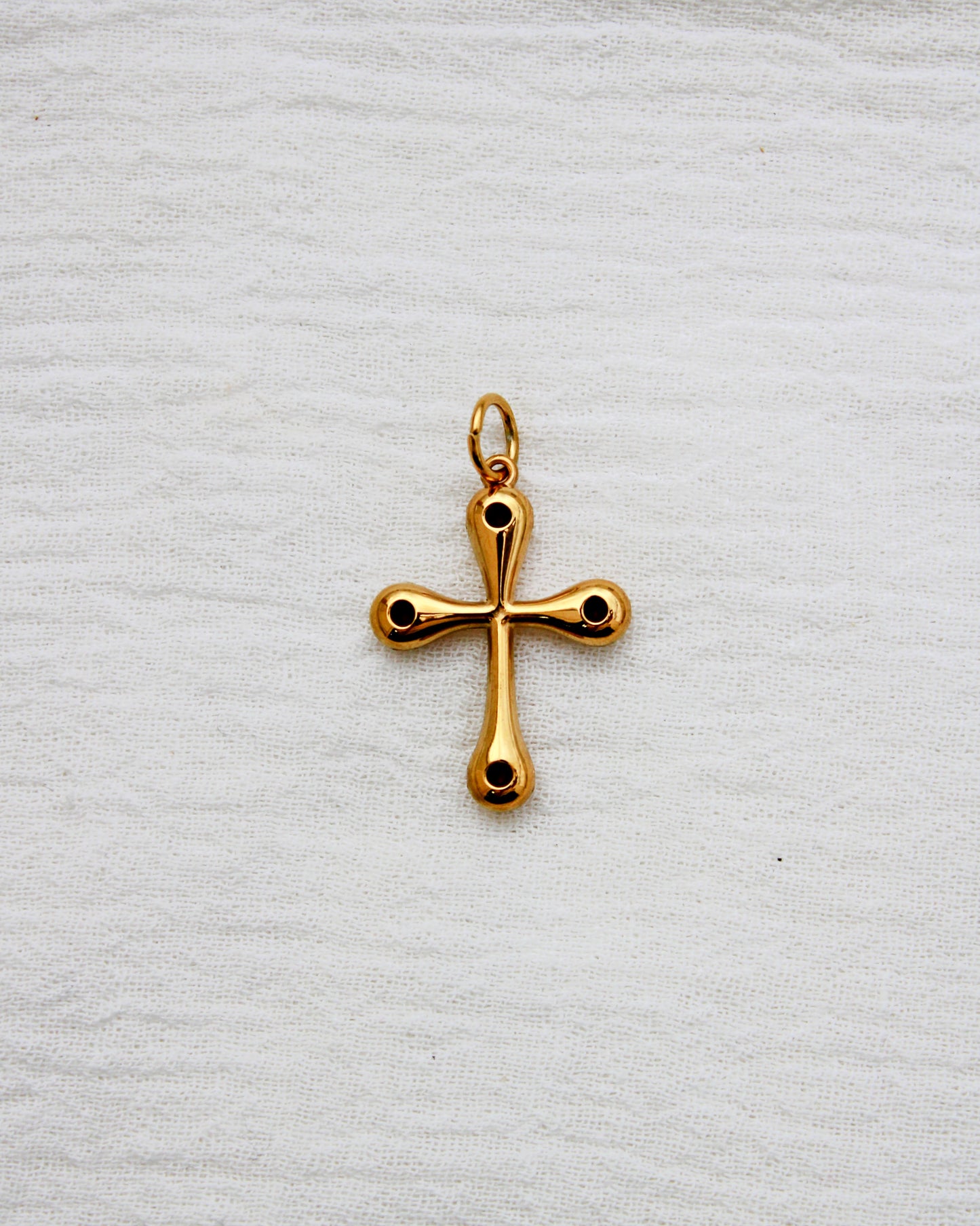 Cross PVD Charm with Round Cubic Zirconia, CH354