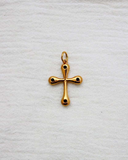 Cross PVD Charm with Round Cubic Zirconia, CH354
