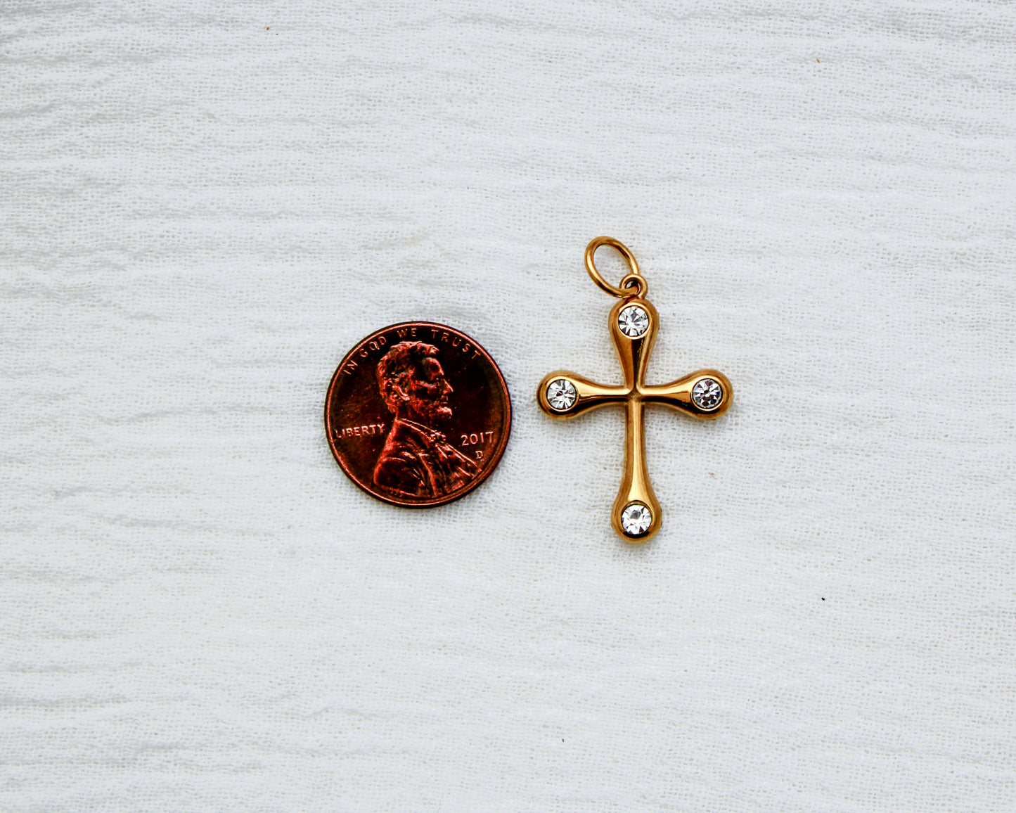 Cross PVD Charm with Round Cubic Zirconia, CH354