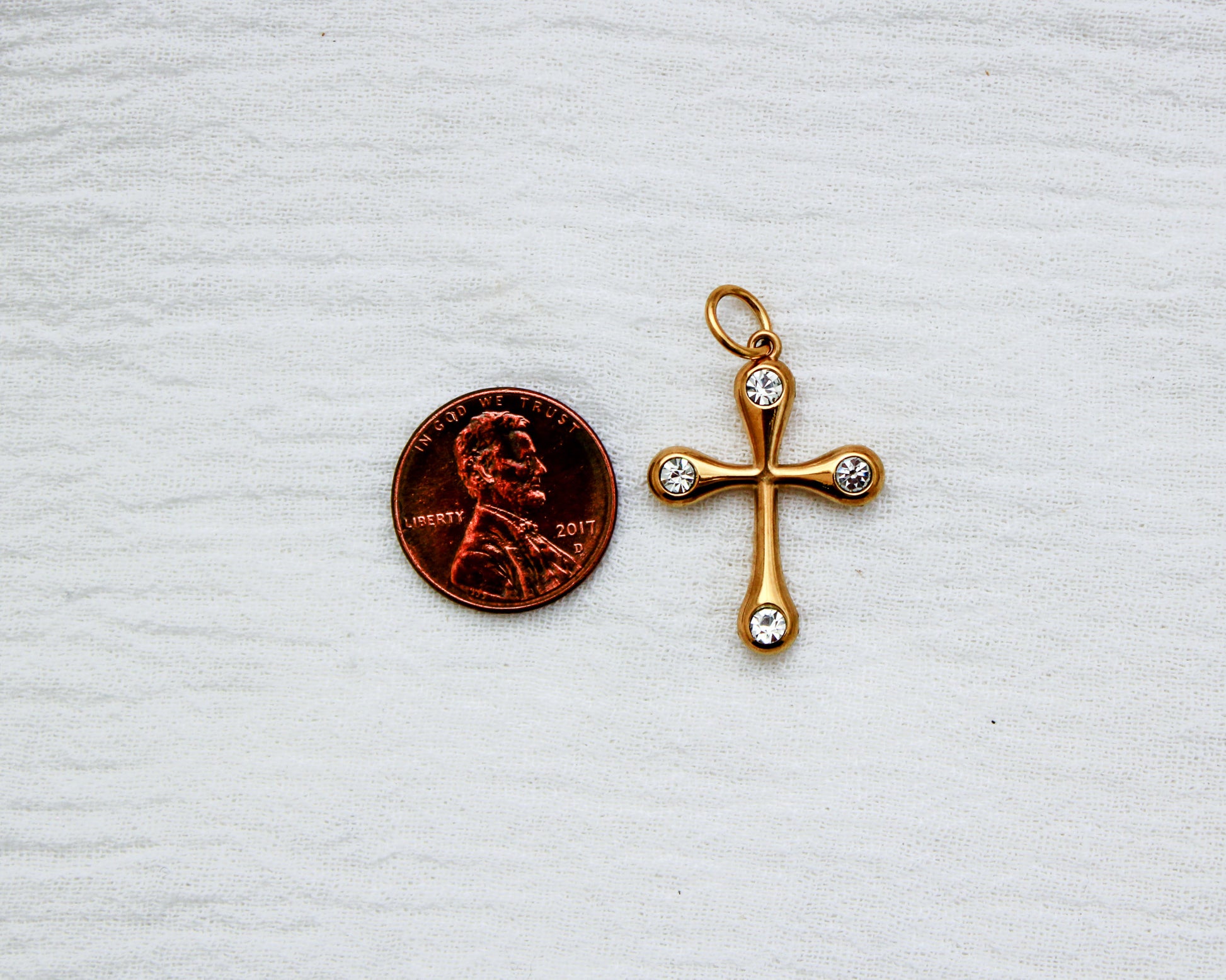 Cross PVD Charm with Round Cubic Zirconia, CH354