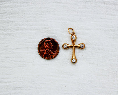 Cross PVD Charm with Round Cubic Zirconia, CH354
