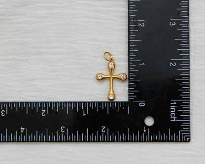 Cross PVD Charm with Round Cubic Zirconia, CH354