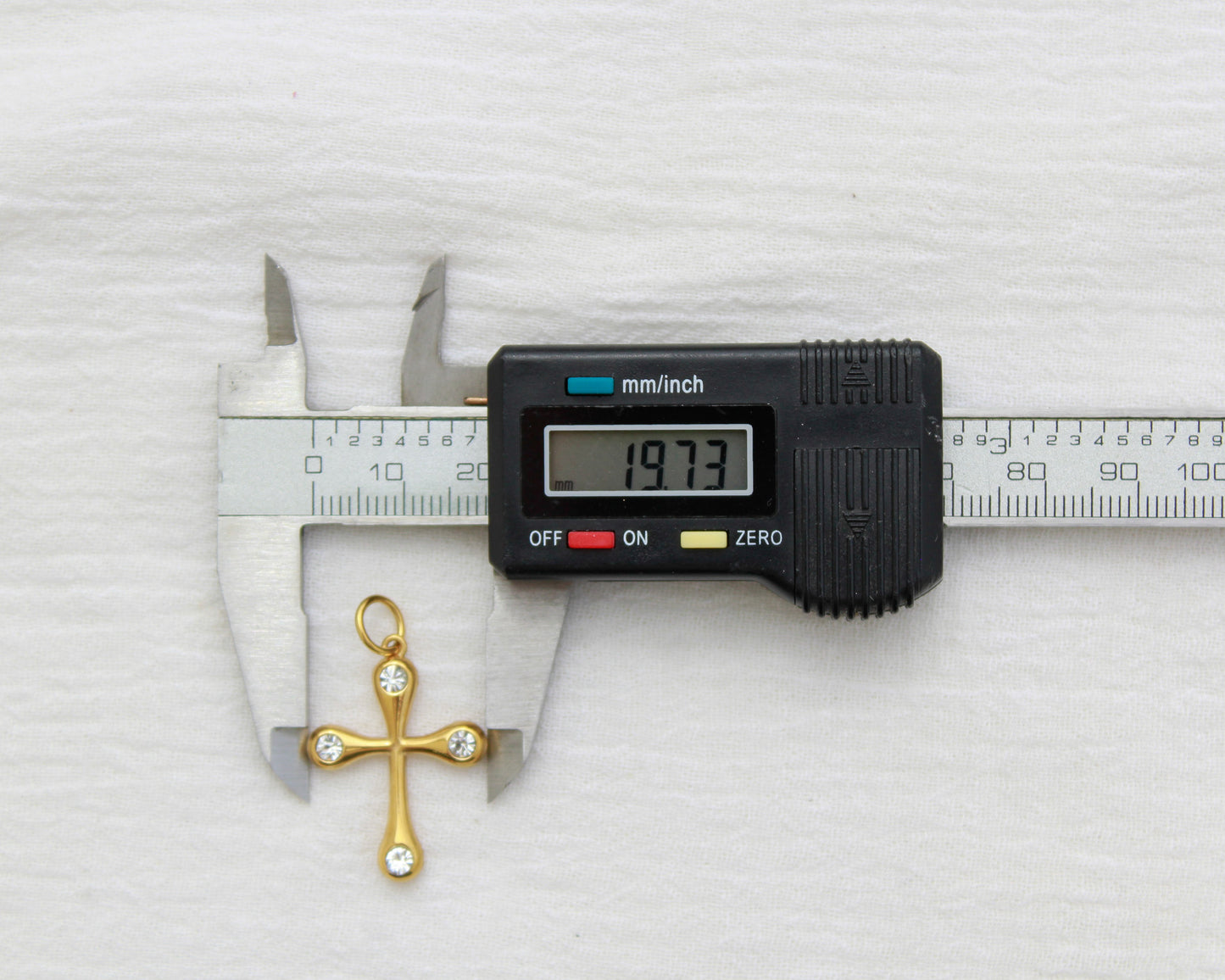 Cross PVD Charm with Round Cubic Zirconia, CH354