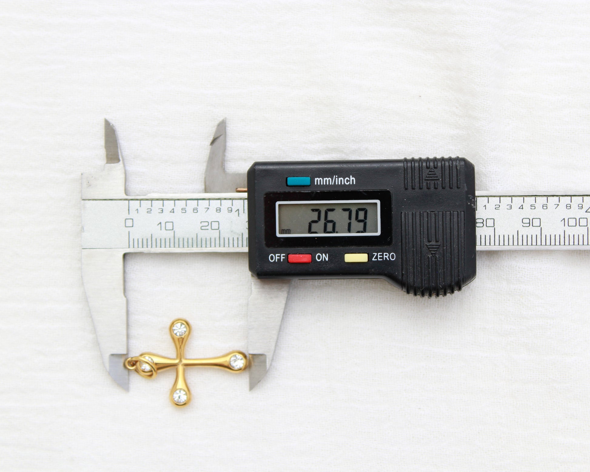 Cross PVD Charm with Round Cubic Zirconia, CH354