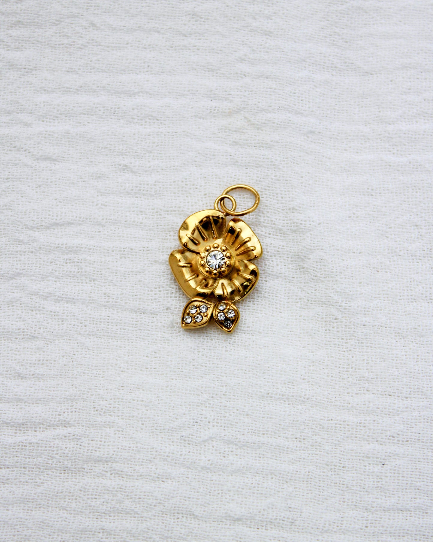 Flower PVD Charm with Cubic Zirconia, CH355