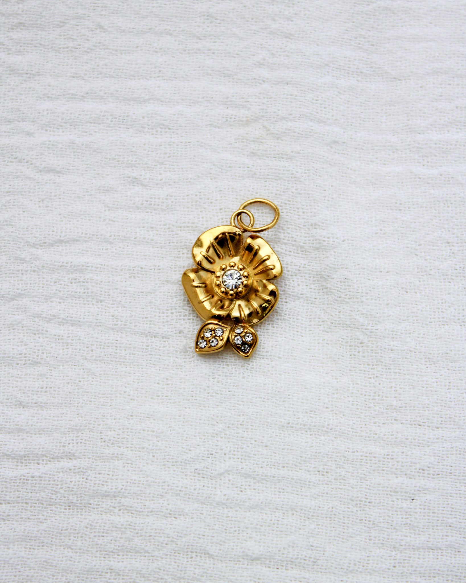 Flower PVD Charm with Cubic Zirconia, CH355