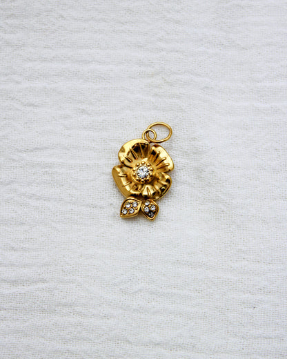 Flower PVD Charm with Cubic Zirconia, CH355