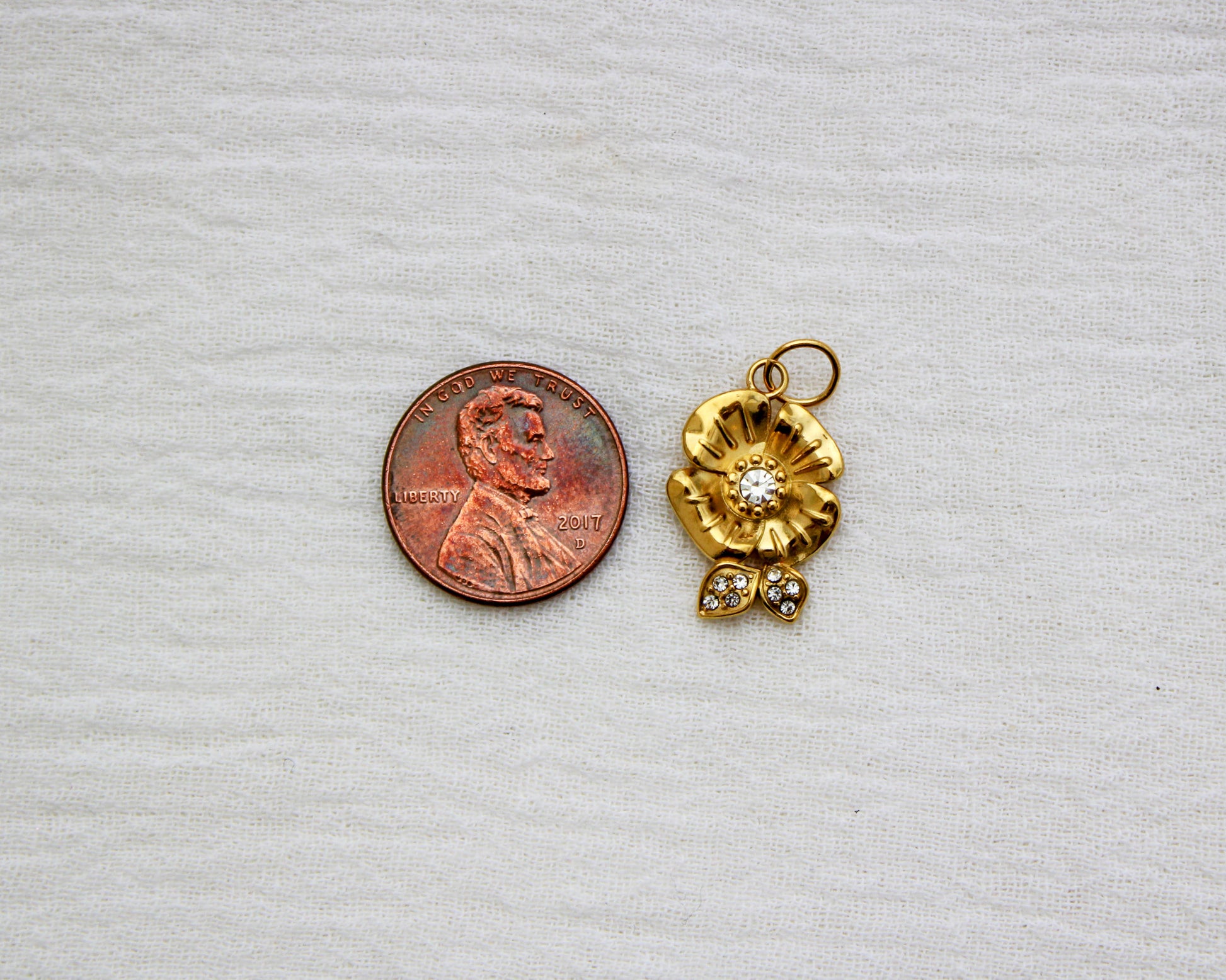Flower PVD Charm with Cubic Zirconia, CH355
