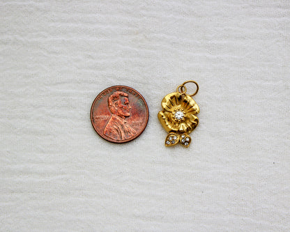 Flower PVD Charm with Cubic Zirconia, CH355