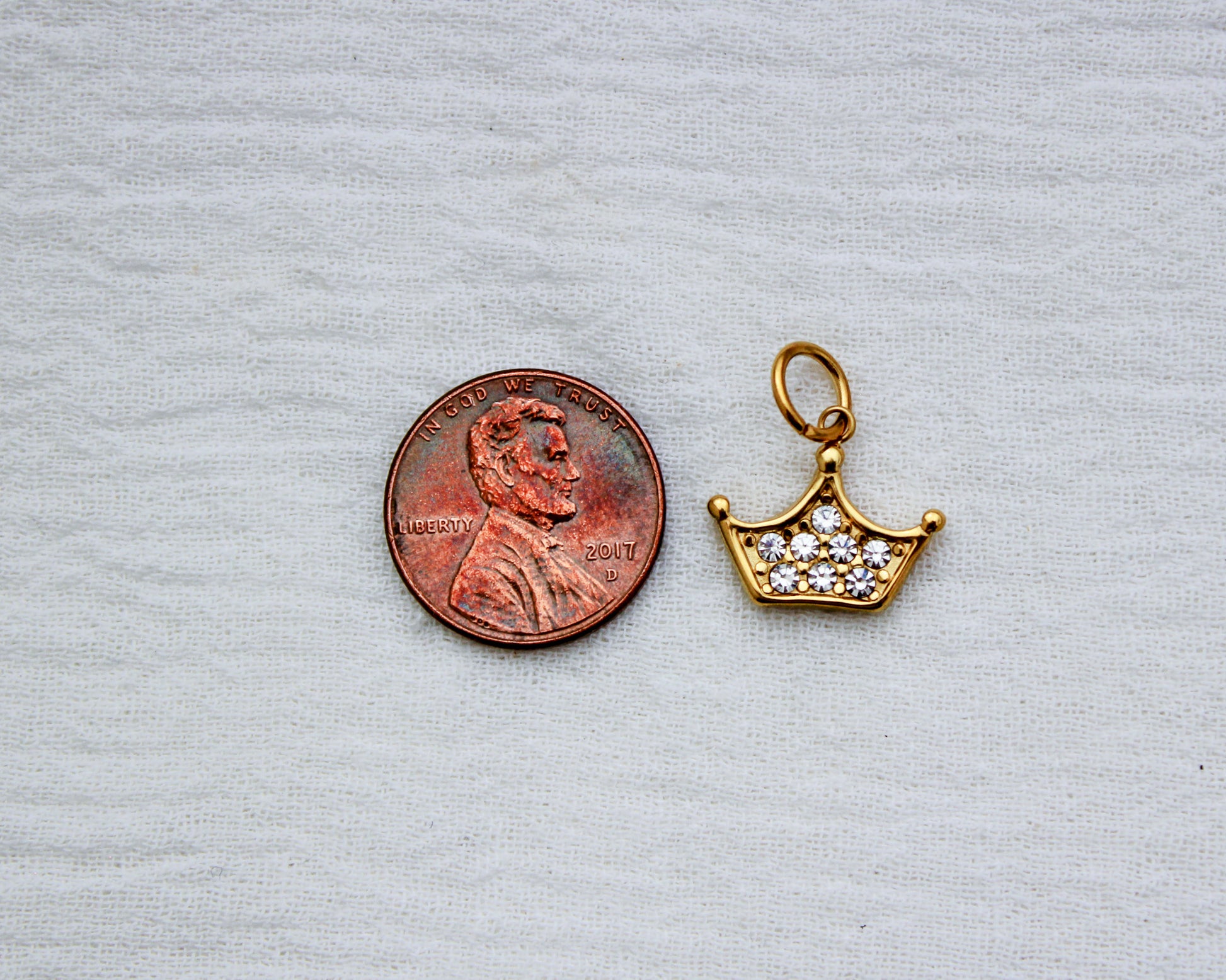 Crown PVD Charm with Cubic Zirconia, CH356