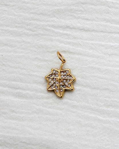 Leaf PVD Charm with Cubic Zirconia, CH358