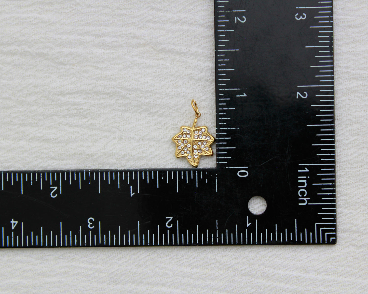 Leaf PVD Charm with Cubic Zirconia, CH358
