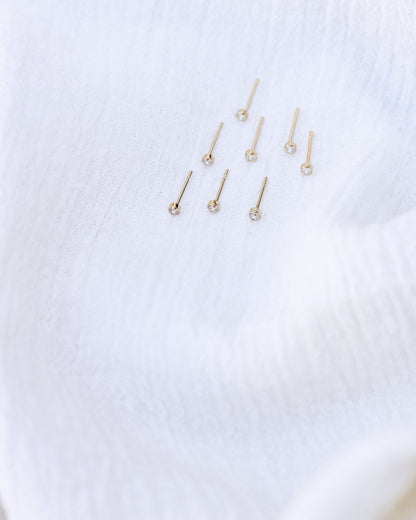 2mm Cubic Zirconia Stud Earrings, E15