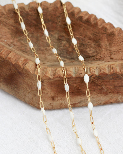 1.2mm White Enamel Paperclip Chain, G99