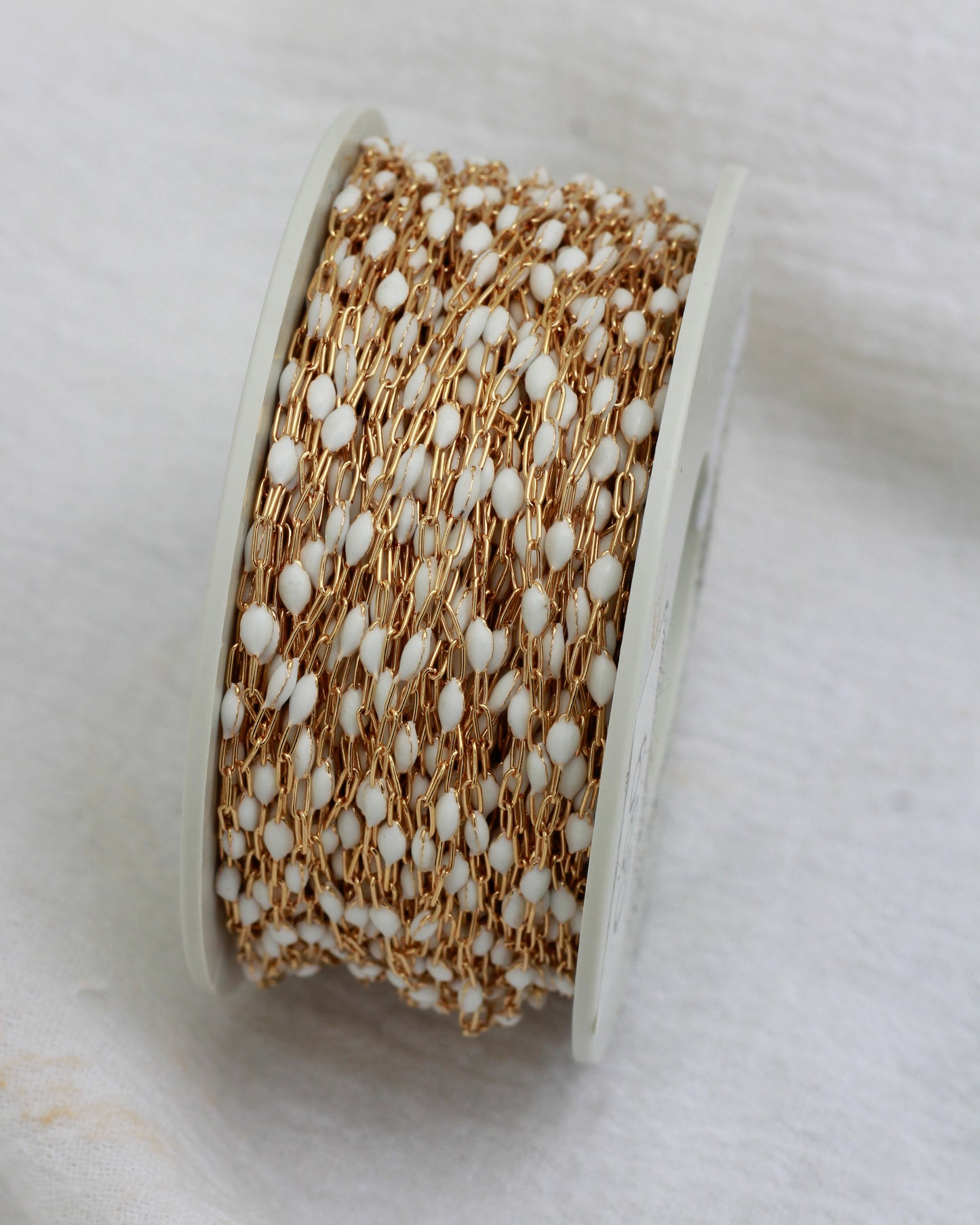 1.2mm White Enamel Paperclip Chain, G99