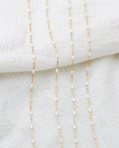 1.2mm White Enamel Paperclip Chain, G99