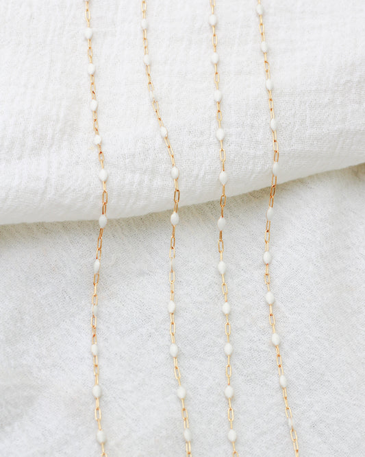 1.2mm White Enamel Paperclip Chain, G99