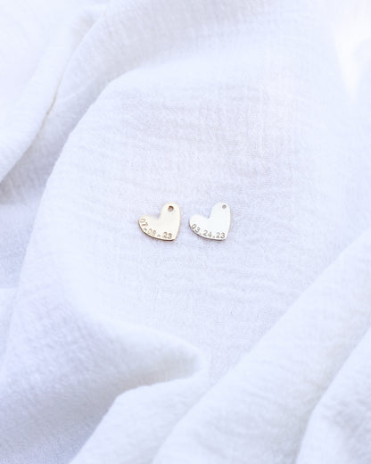 11x13mm Custom Date Heart Charm, CH198