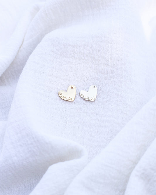 11x13mm Custom Date Heart Charm, CH198